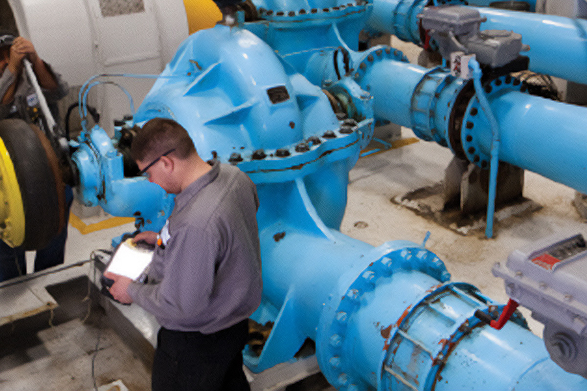 person testing machinary